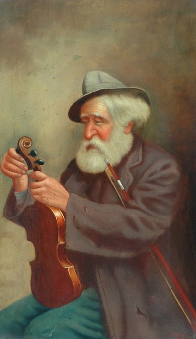 Old Man with a Violin by T. Clare
